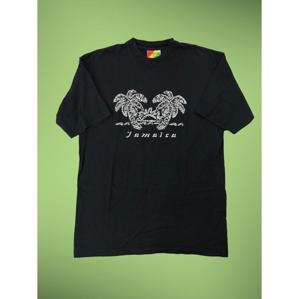 Vintage Y2K Textured Rasta Tees Geeaar Jamaica Tourist Scenery Beach T Shirt